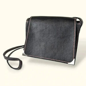 (2/$20) Black & Pink Faux Leather Crossbody Purse